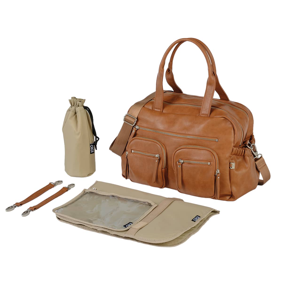 OiOi Carry All Nappy Bag - Tan Vegan Leather - Image 3