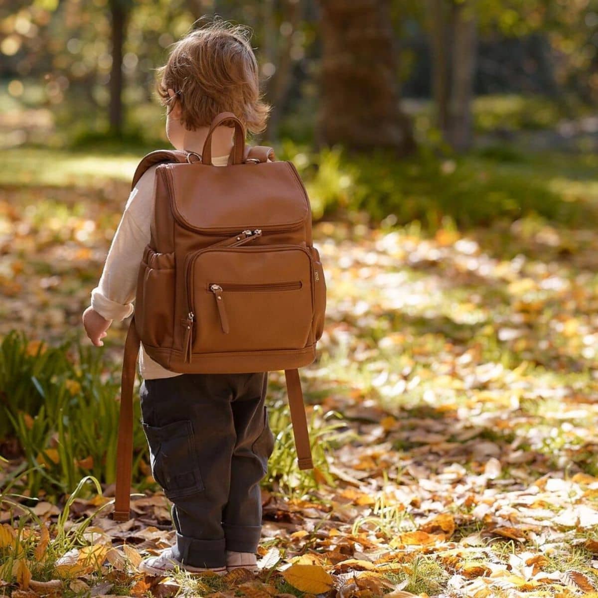 OiOi Mini Signature Backpack 2.0 - Chestnut Brown Vegan Leather - Image 2