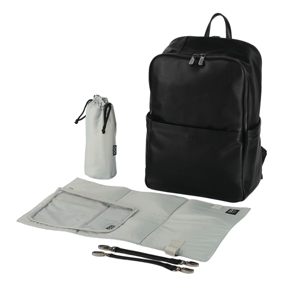 OiOi Multitasker Nappy Backpack - Black Vegan Leather - Image 3