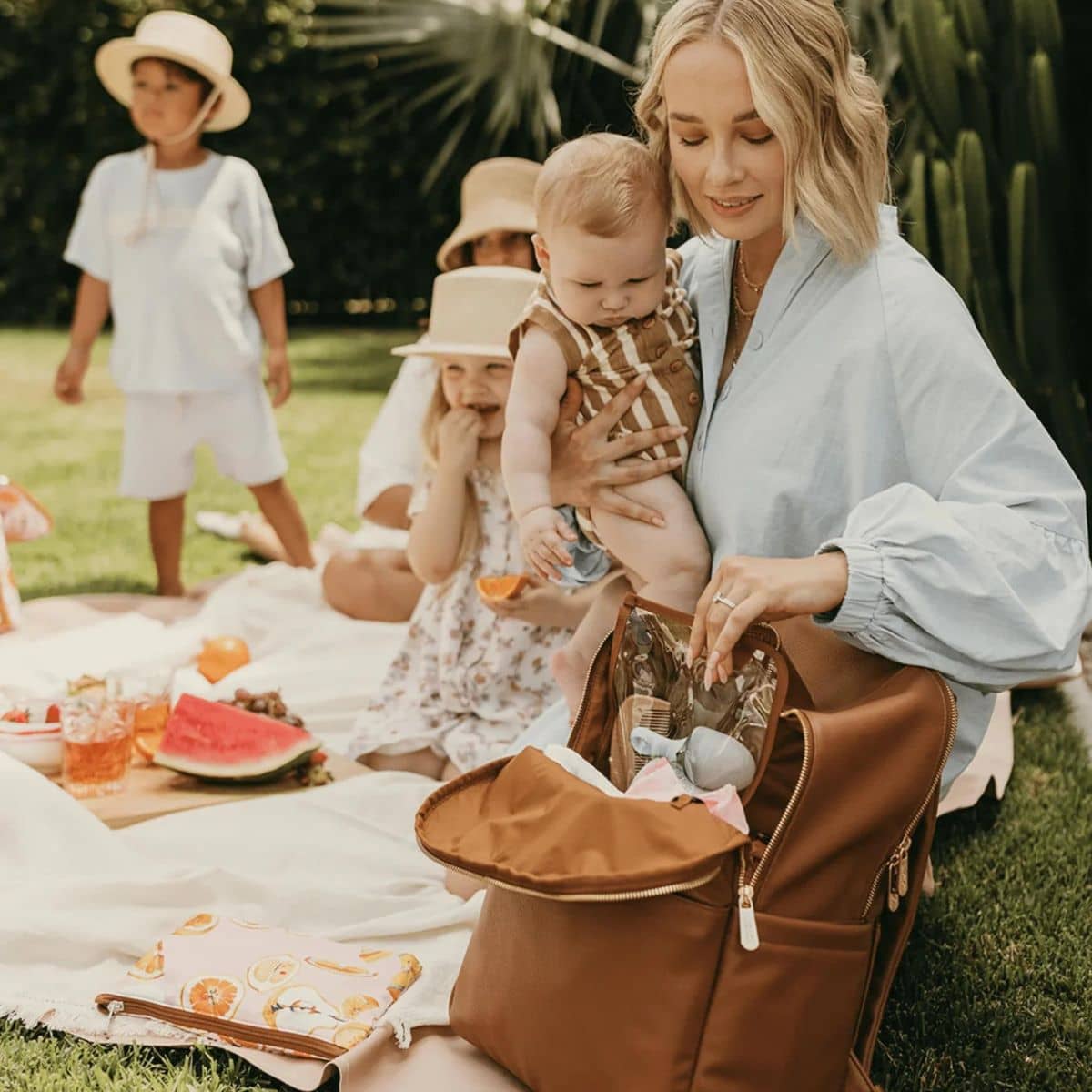 OiOi Multitasker Nappy Backpack - Chestnut Vegan Leather - Image 6