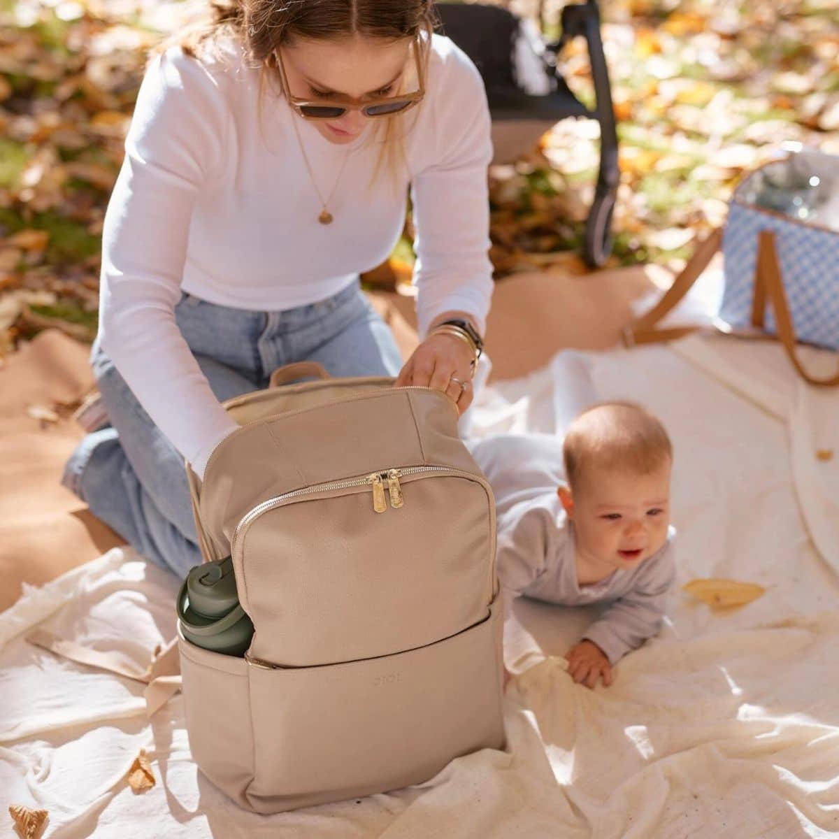 OiOi Multitasker Nappy Backpack - Oat Vegan Leather - Image 2