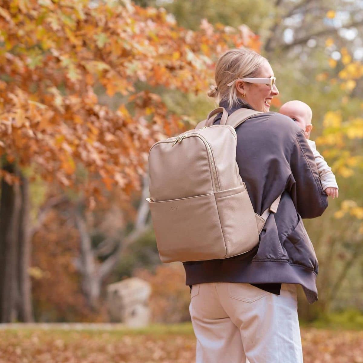 OiOi Multitasker Nappy Backpack - Oat Vegan Leather - Image 6