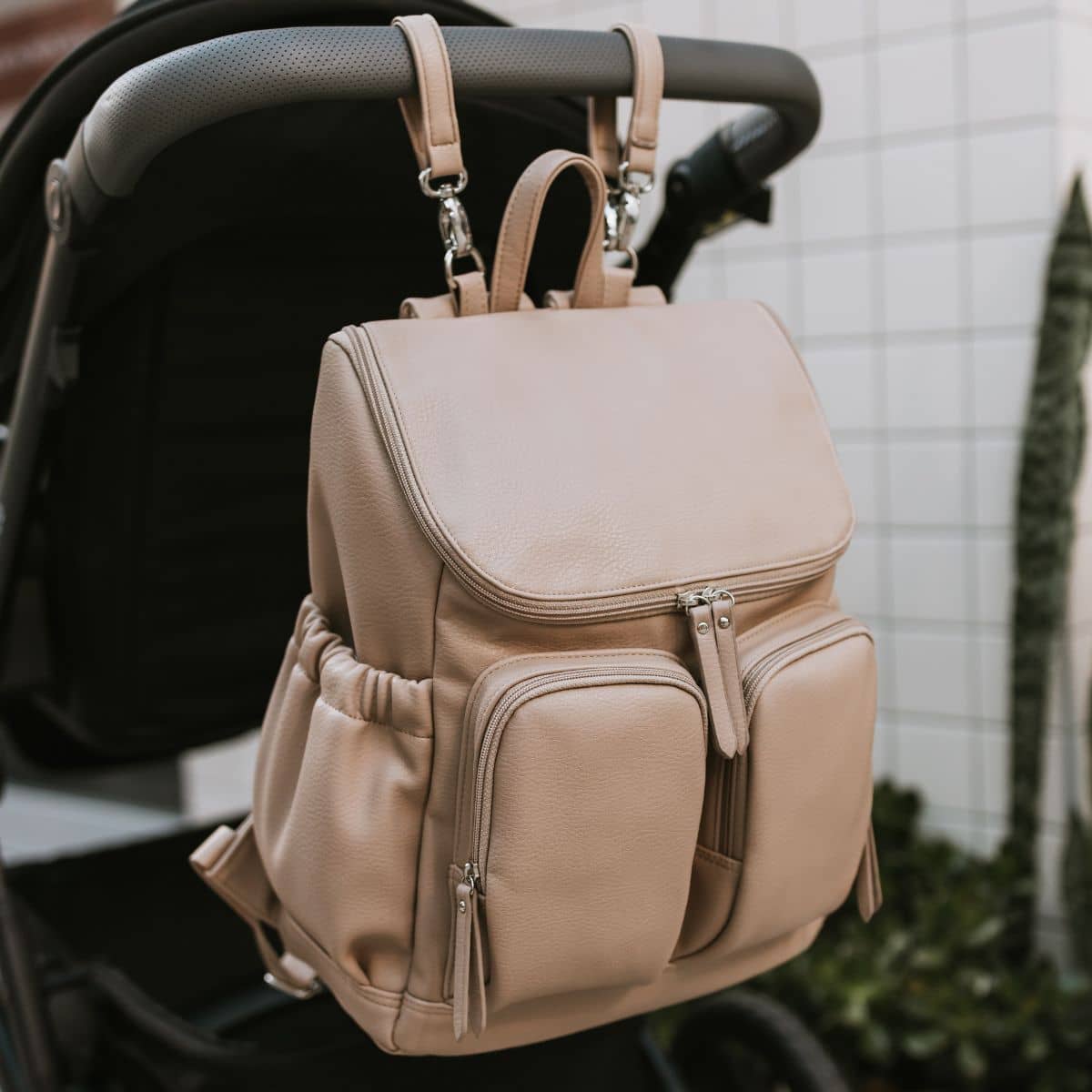 OiOi Signature Nappy Backpack - Oat Vegan Leather - Image 6