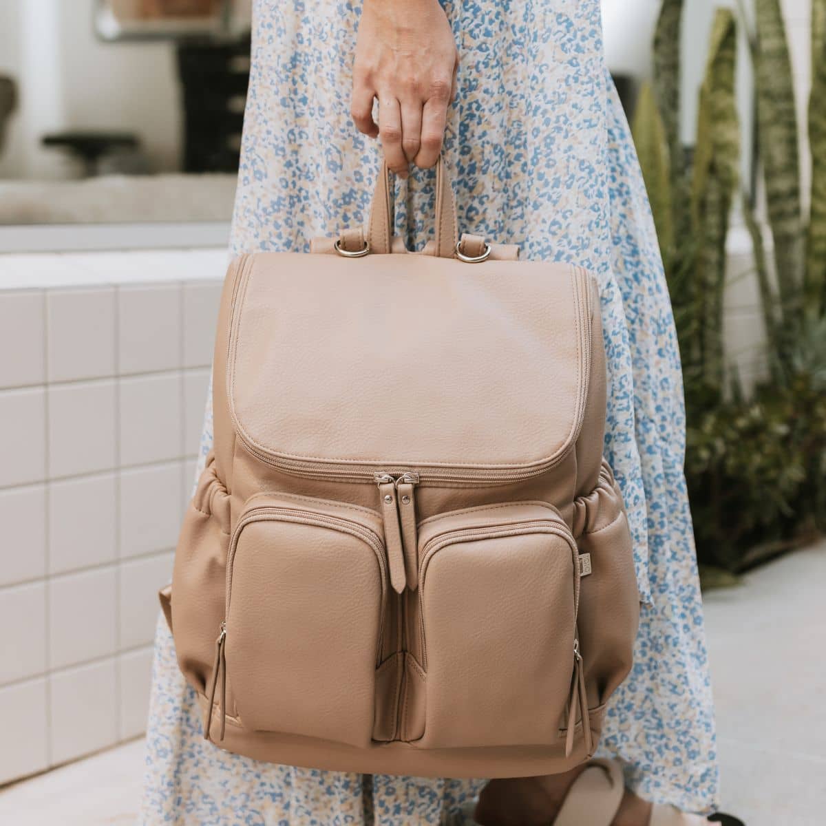 OiOi Signature Nappy Backpack - Oat Vegan Leather - Image 8