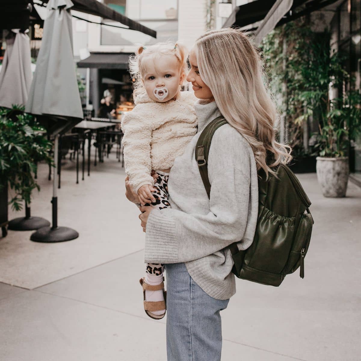 OiOi Signature Nappy Backpack - Olive Vegan Leather - Image 2