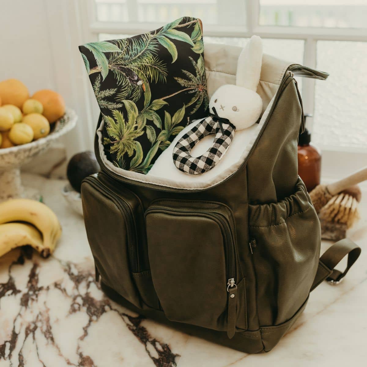 OiOi Signature Nappy Backpack - Olive Vegan Leather - Image 5