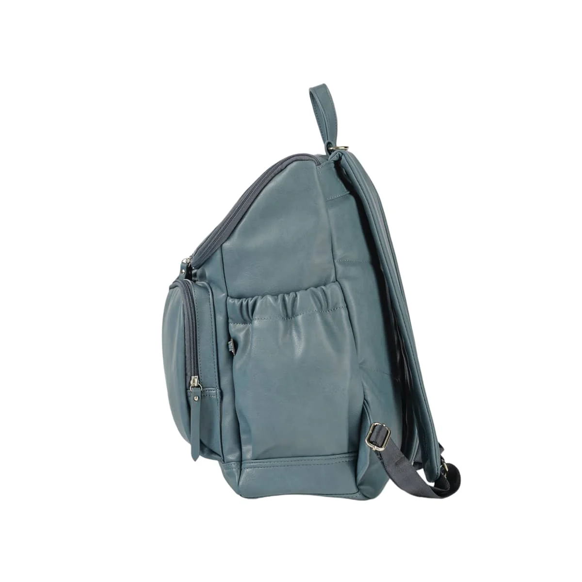 OiOi Signature Nappy Backpack - Stone Blue Vegan Leather - Image 4
