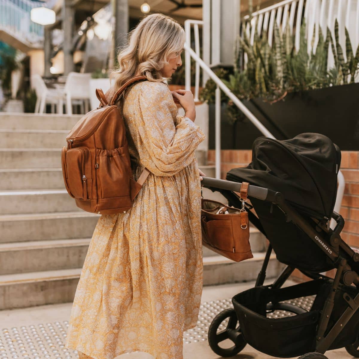 OiOi Signature Nappy Backpack - Tan Vegan Leather - Image 11