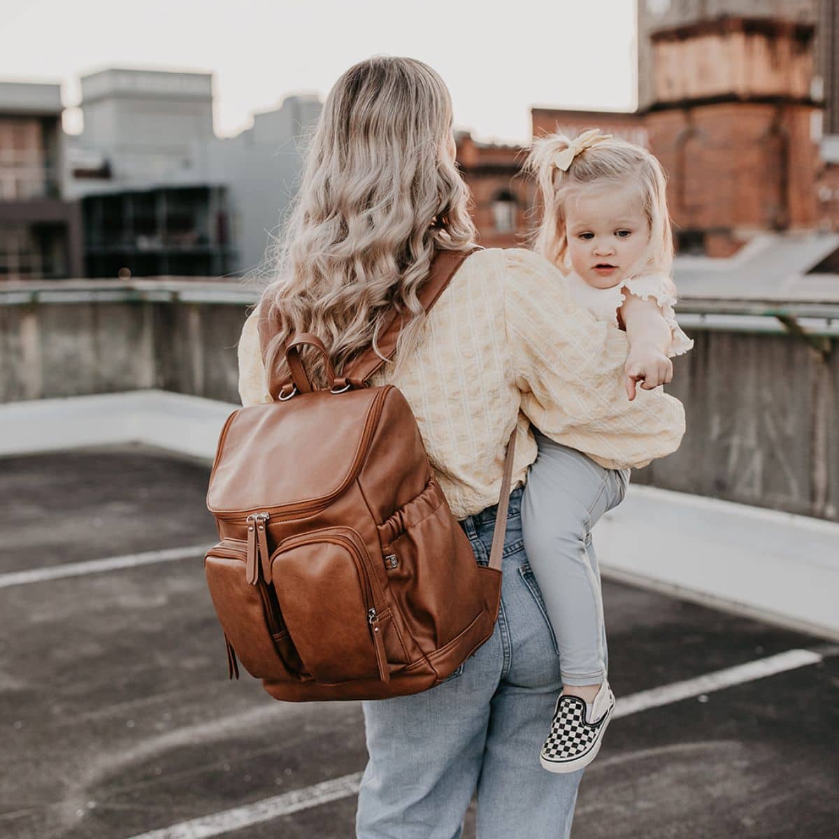 OiOi Signature Nappy Backpack - Tan Vegan Leather - Image 7