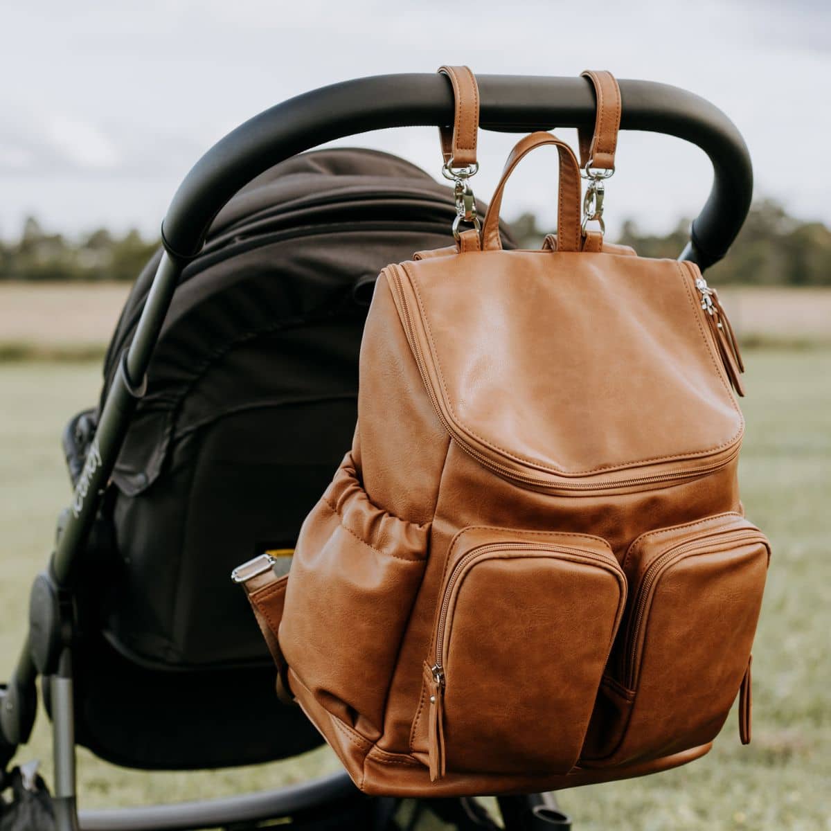 OiOi Signature Nappy Backpack - Tan Vegan Leather - Image 9
