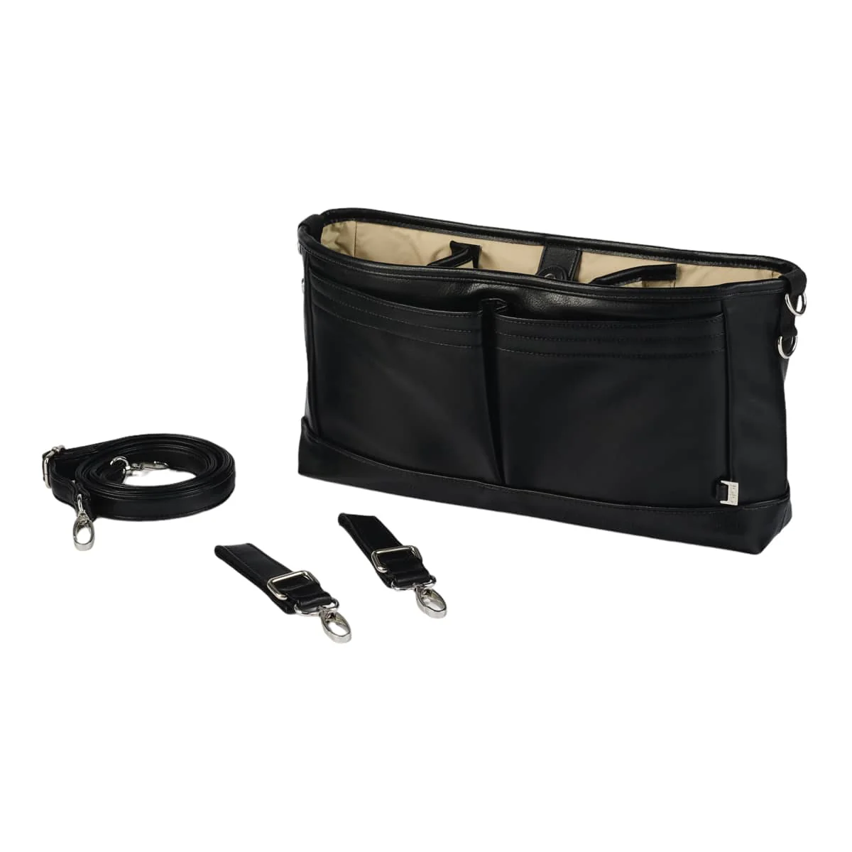 OiOi Stroller Organiser/Pram Caddy - Black Vegan Leather