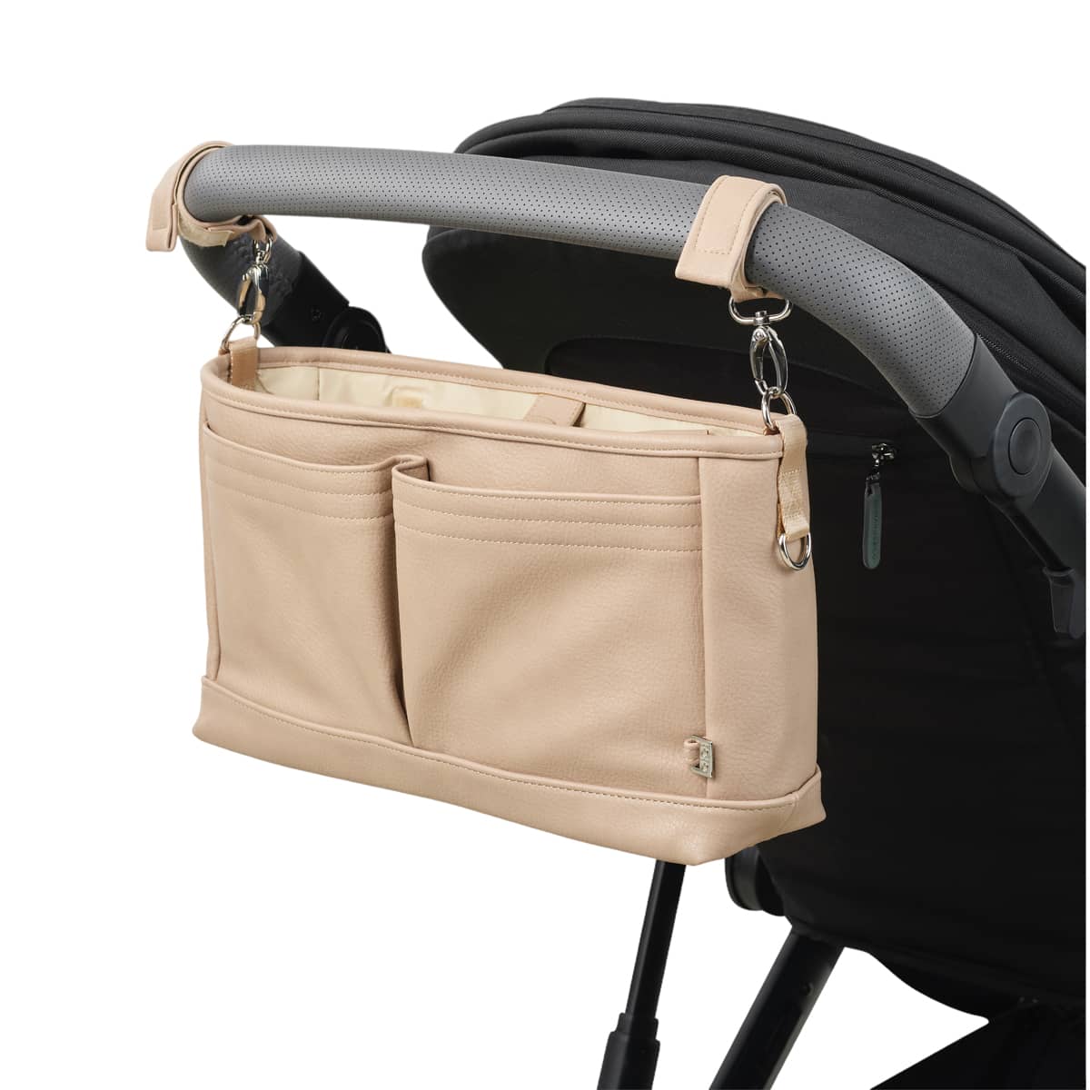 OiOi Stroller Organiser/Pram Caddy - Oat Vegan Leather - Image 3