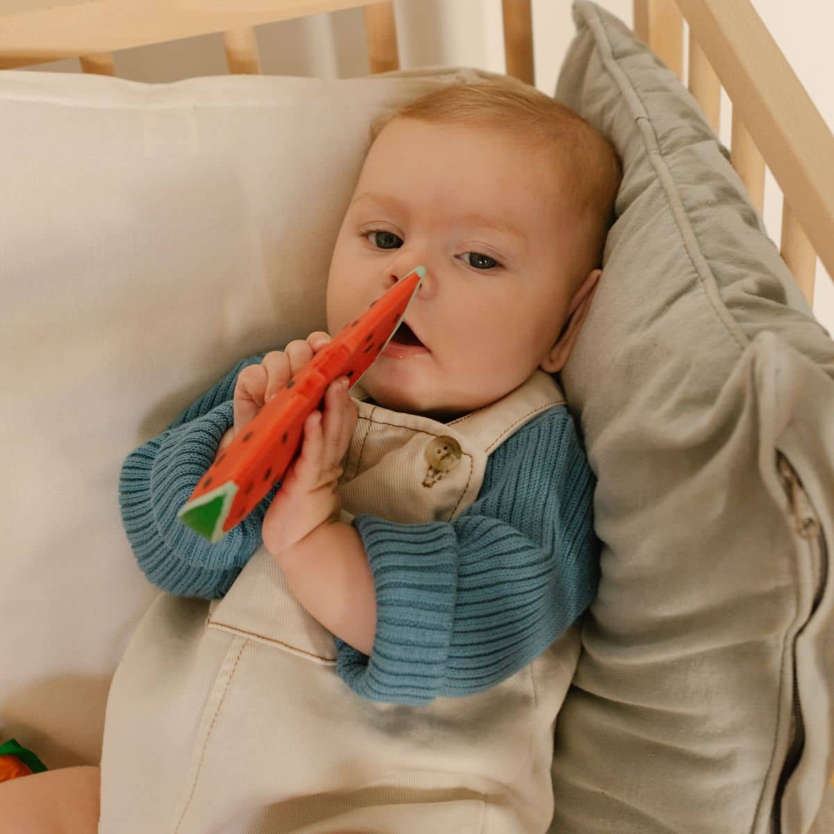Oli & Carol Natural Rubber Teether - Wally the Watermelon - Image 2