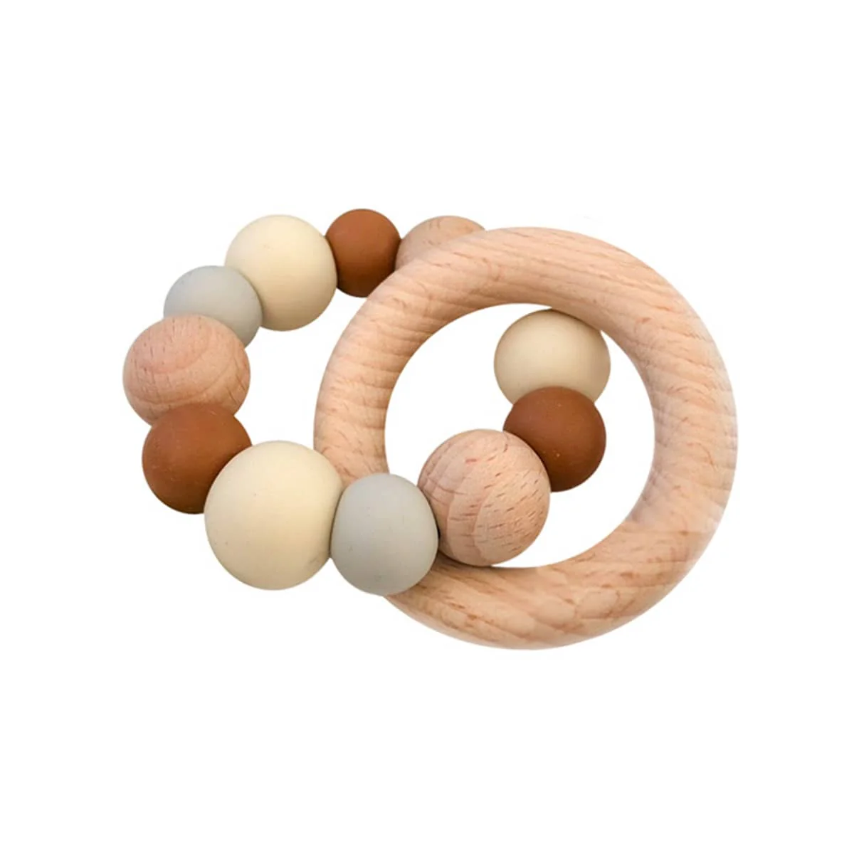 One.Chew.Three Naturals Silicone and Beech Wood Teether