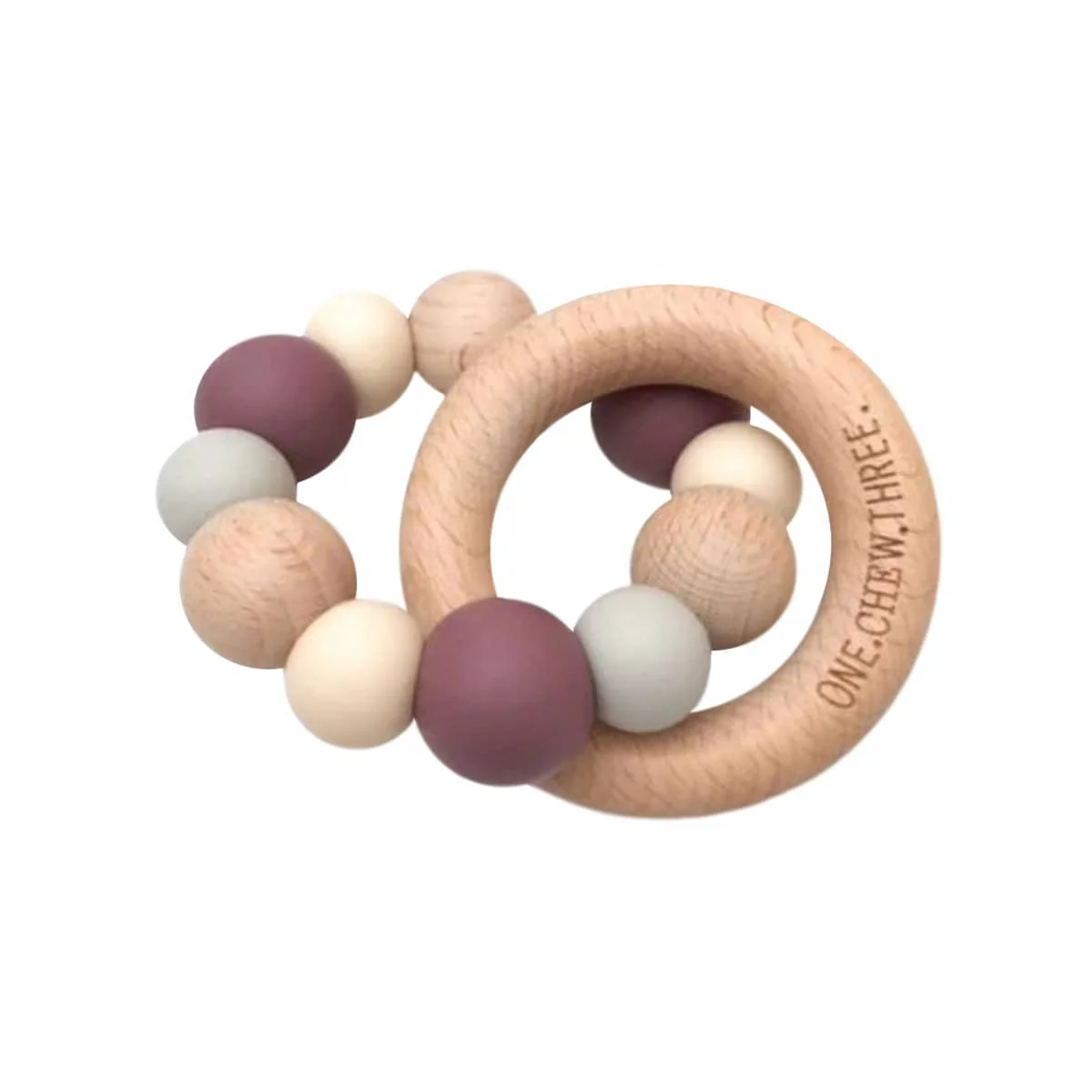 One.Chew.Three Naturals Silicone and Beech Wood Teether - Image 4