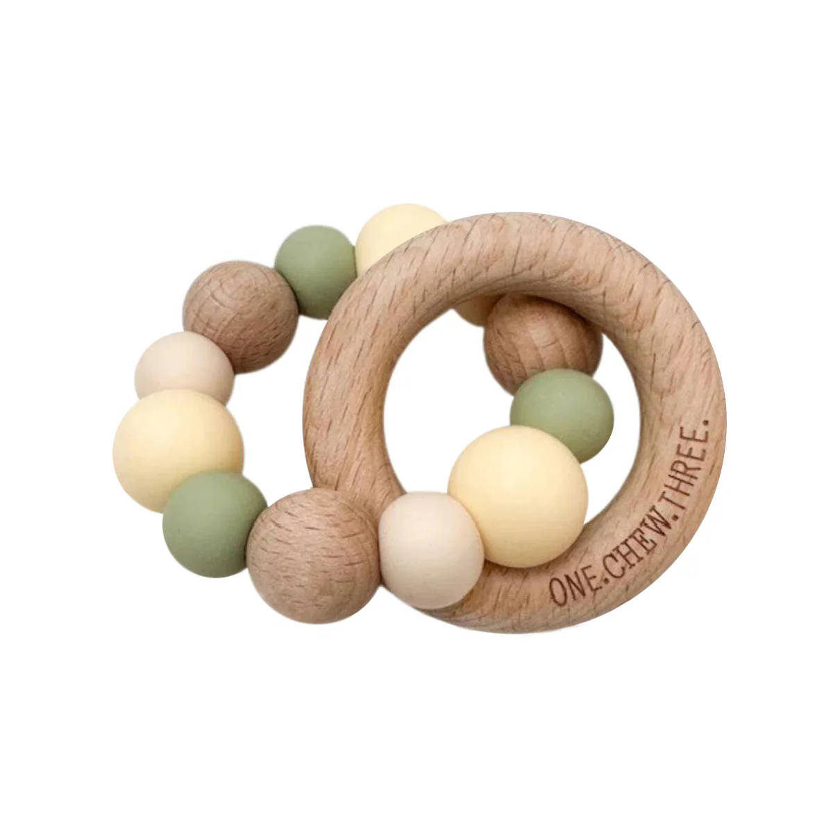 One.Chew.Three Naturals Silicone and Beech Wood Teether - Image 5