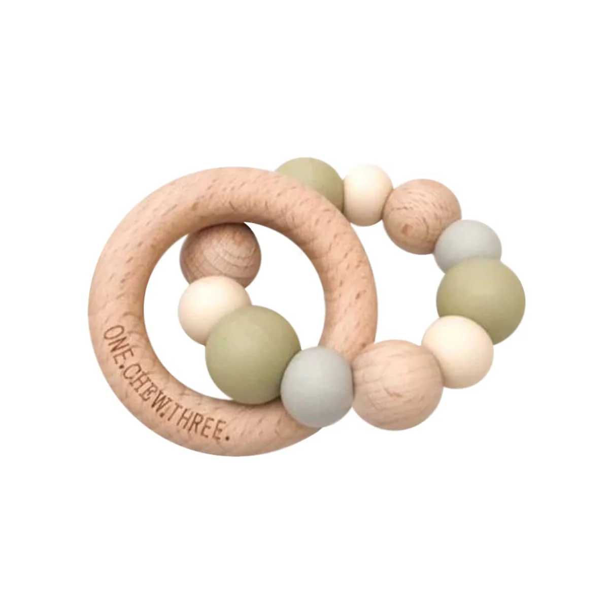 One.Chew.Three Naturals Silicone and Beech Wood Teether - Image 7