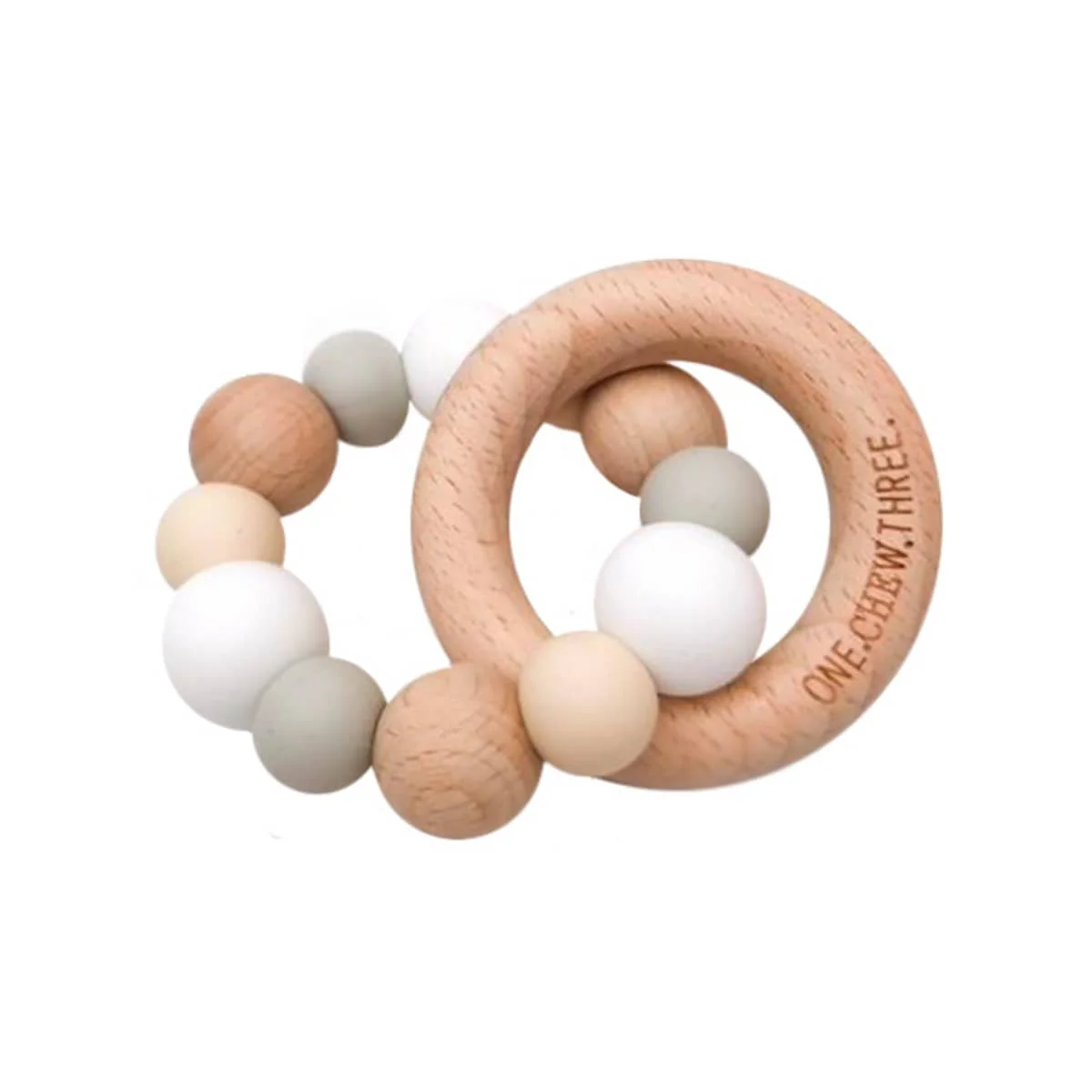 One.Chew.Three Naturals Silicone and Beech Wood Teether - Image 8