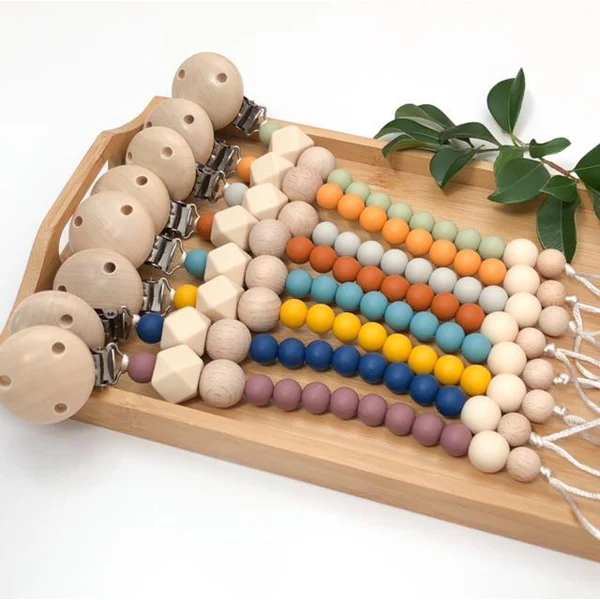 One.Chew.Three Silicone Dummy Holder Clip - Naturals - Image 2