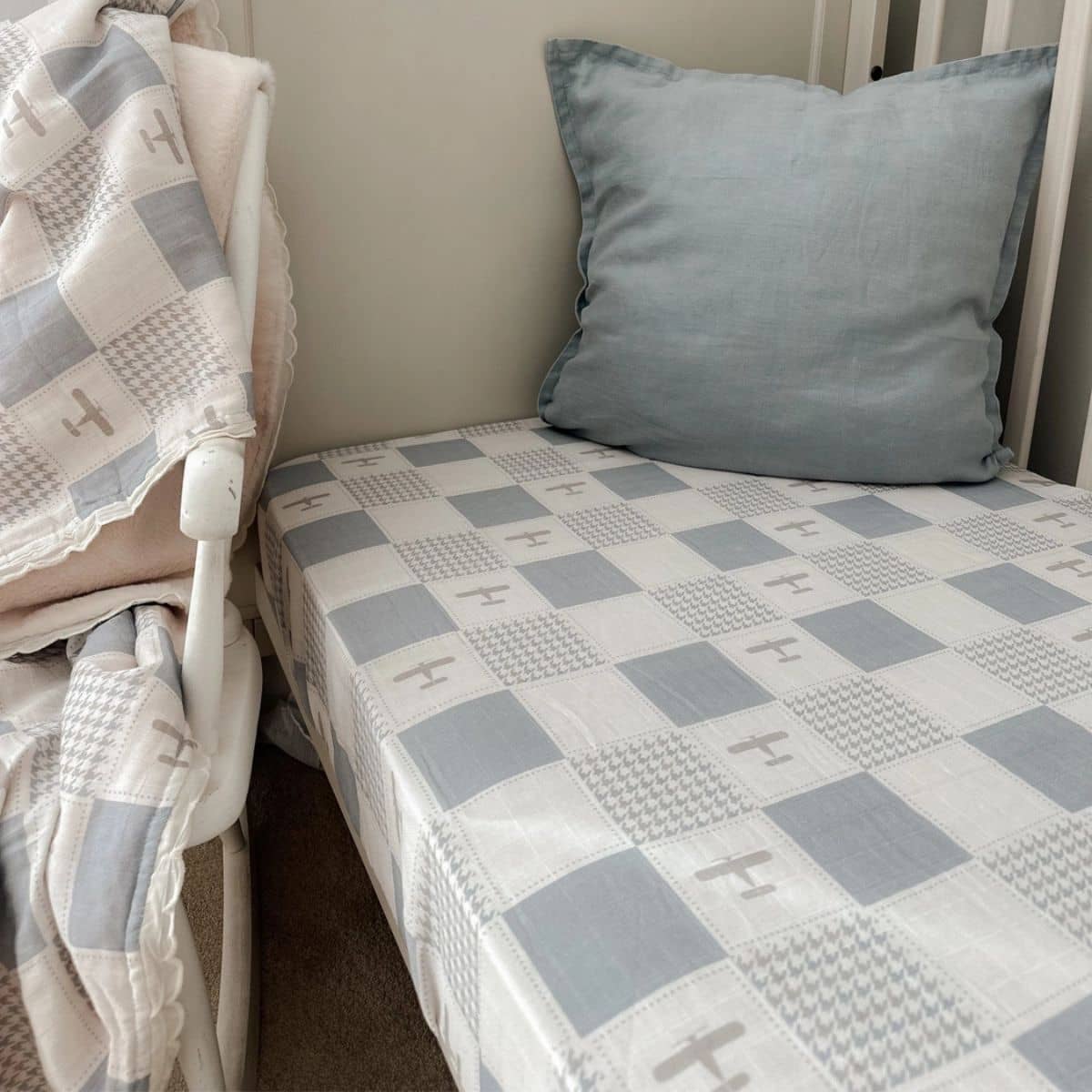 Pop Ya Tot Fitted Cotton Muslin Cot Sheet - Wright Flyer - Image 2