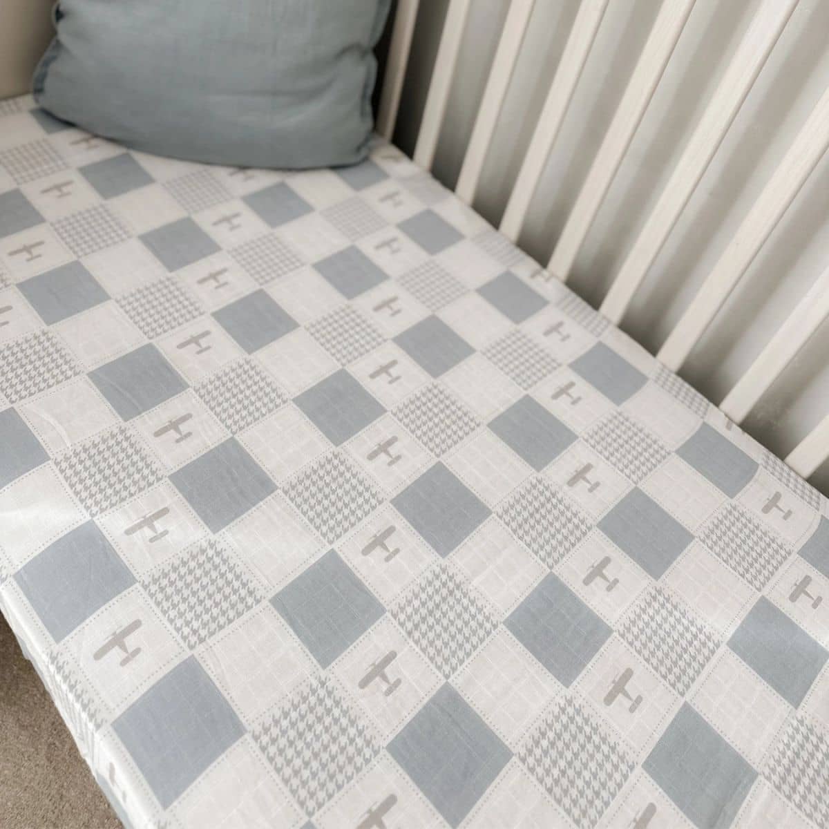 Pop Ya Tot Fitted Cotton Muslin Cot Sheet - Wright Flyer - Image 3