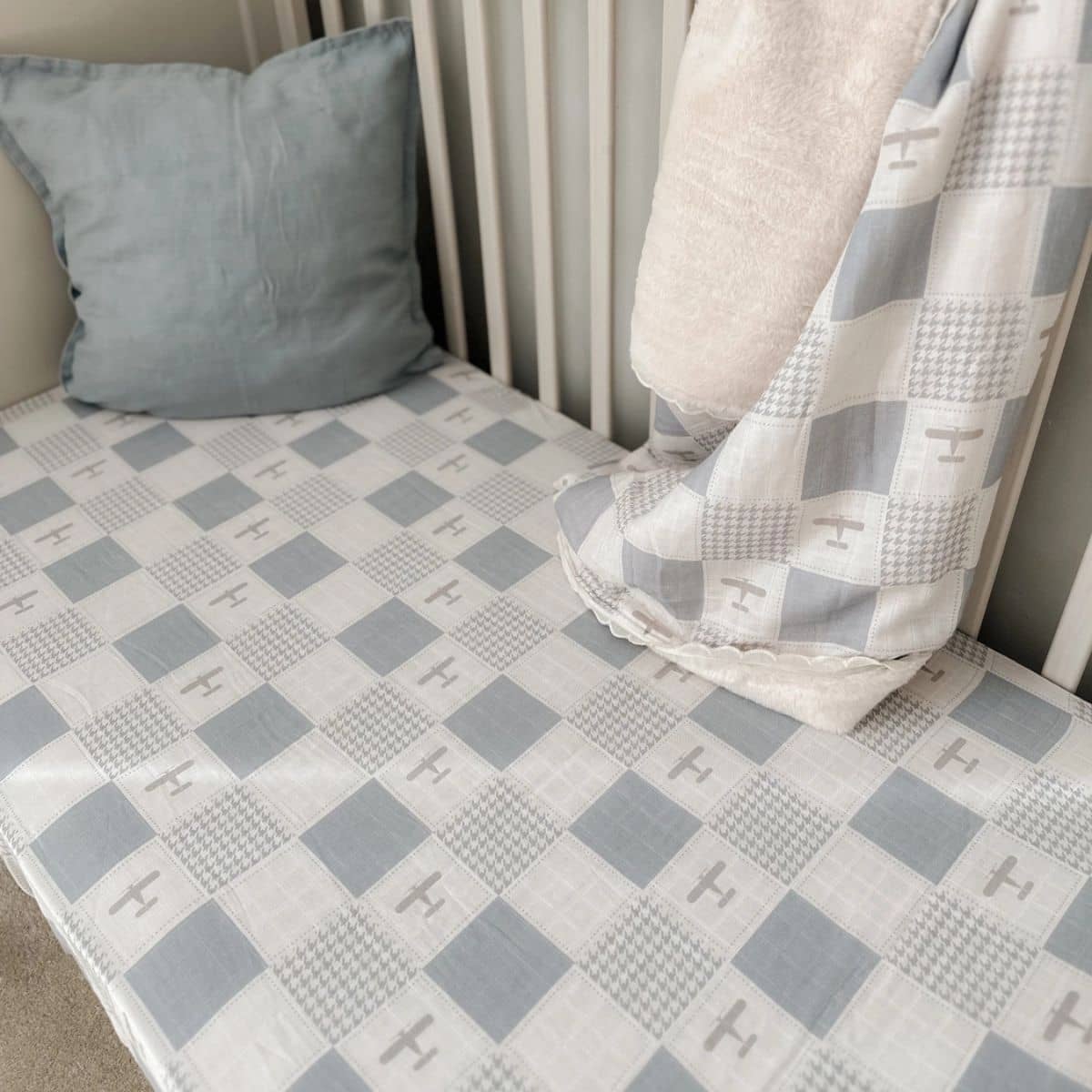 Pop Ya Tot Fitted Cotton Muslin Cot Sheet - Wright Flyer - Image 4