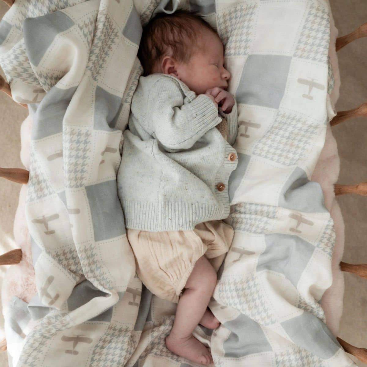 Pop Ya Tot Organic Cotton Swaddle Wrap - Wright Flyer - Image 5