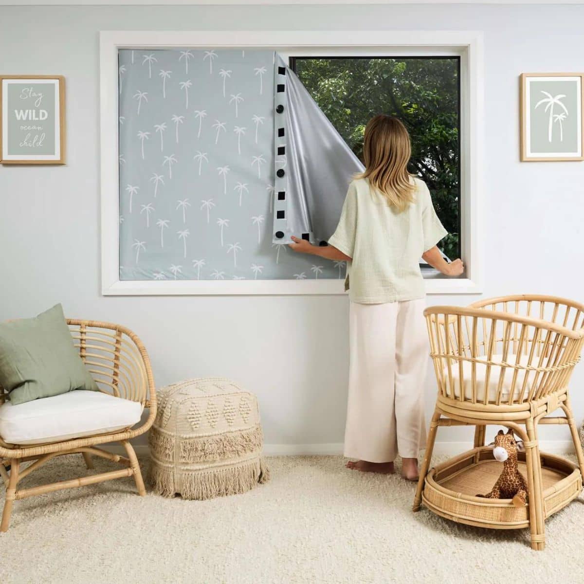 Porta Fox Portable Blackout Blind - Boho Palms - Image 4
