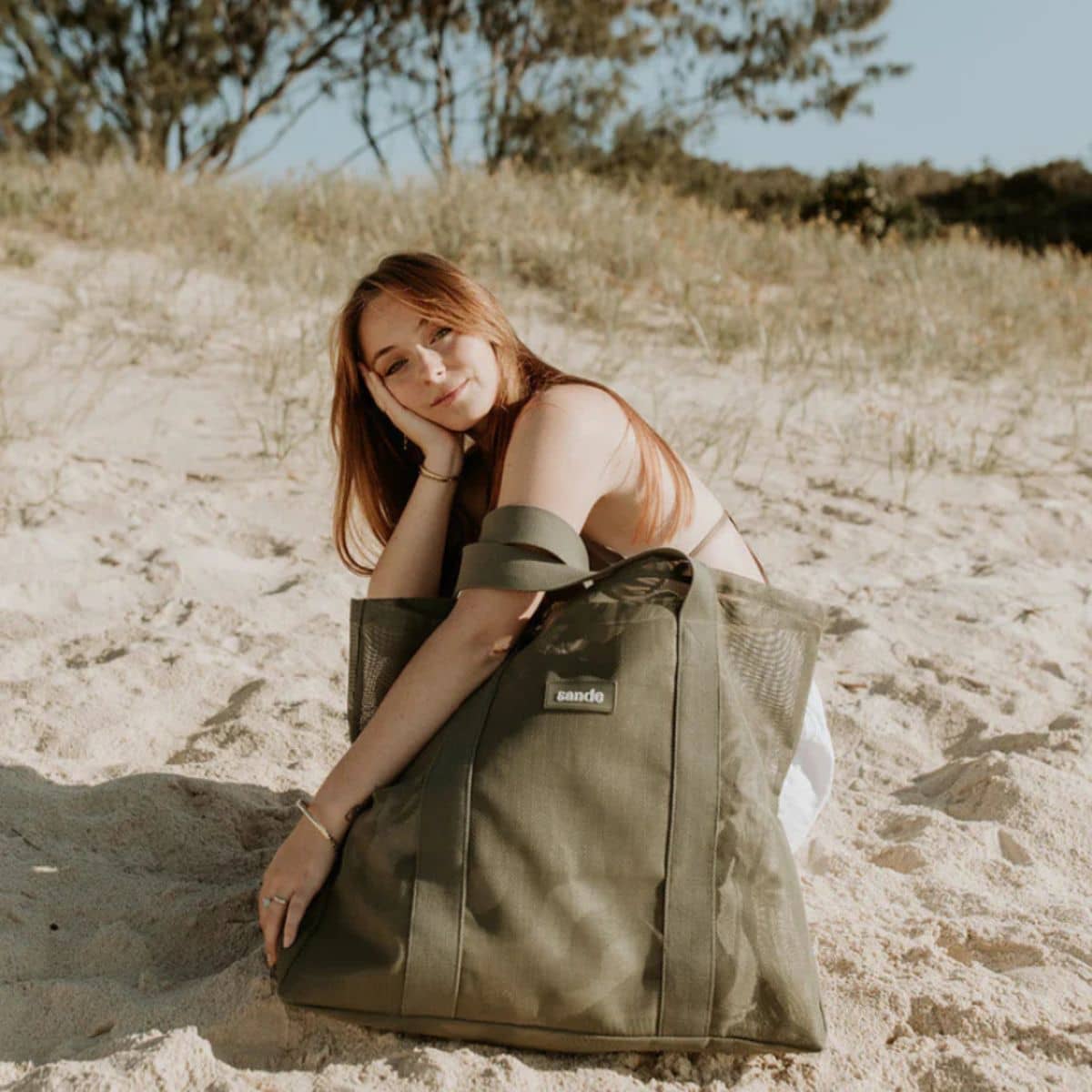 Sande Kids Beach Hauler - Mini Mesh Beach Bag – Pandanus - Image 8