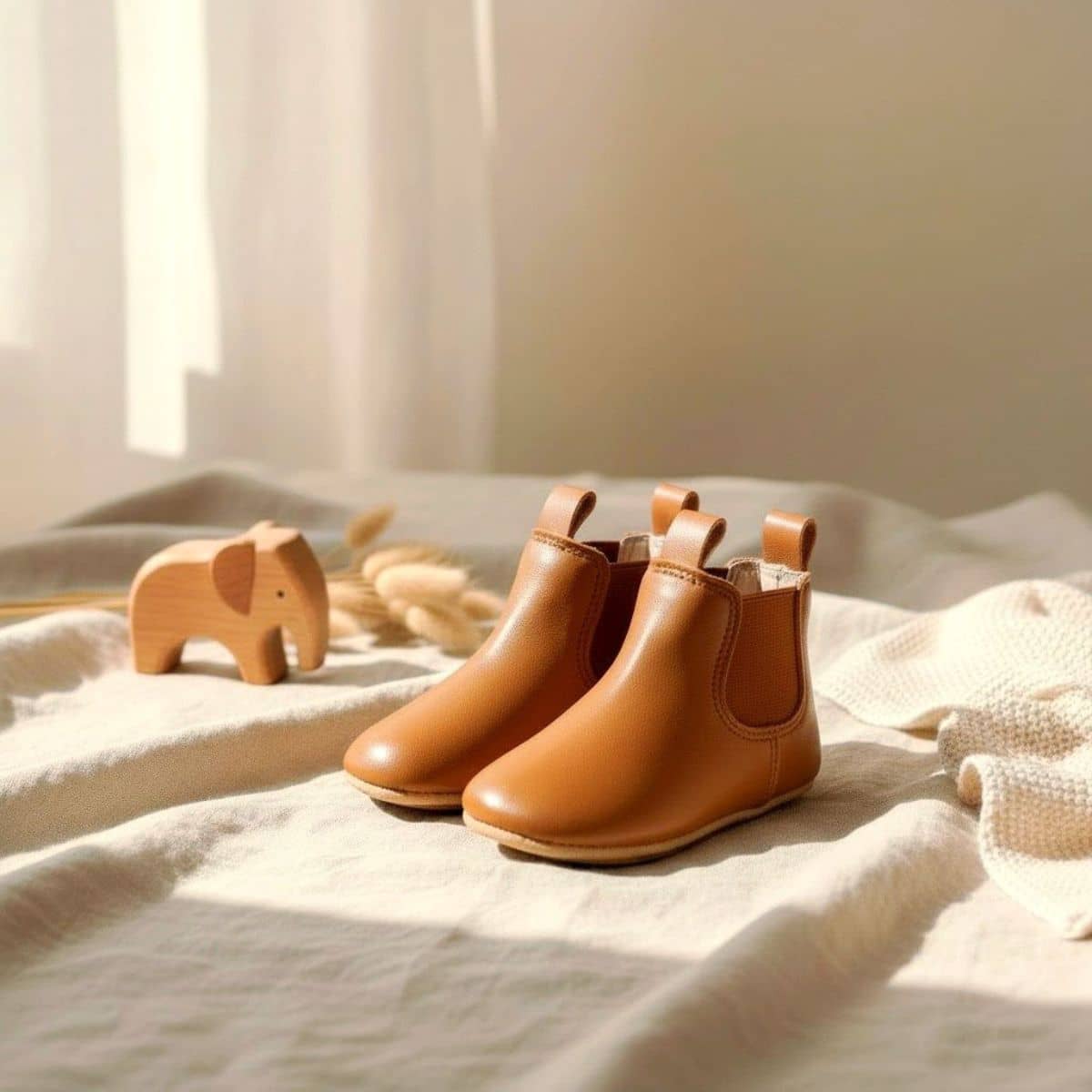 Skeanie Riding Style First/Pre Walker Leather Boots - Tan - Image 4