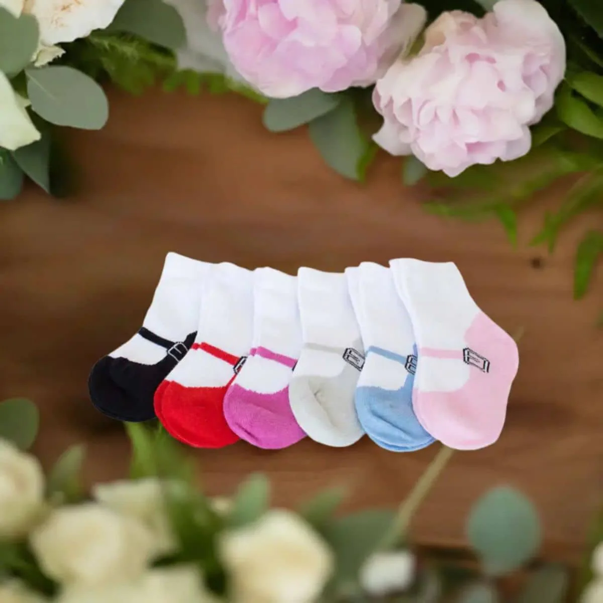 Skeanie Six Pack Baby Socks - Mary Janes - Image 3