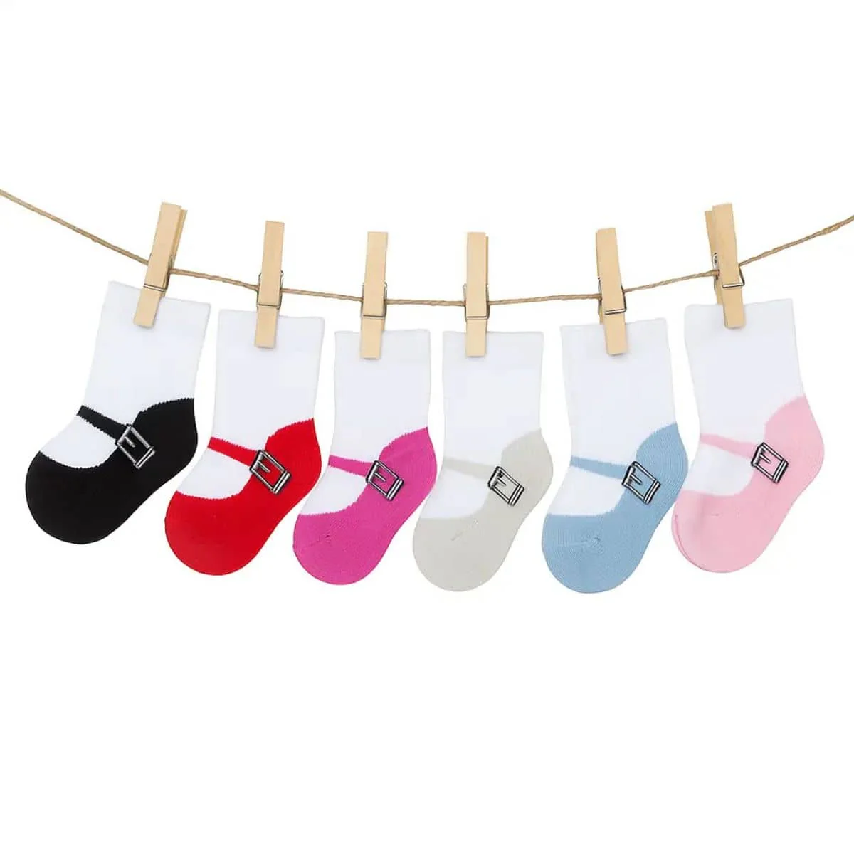 Skeanie Six Pack Baby Socks - Mary Janes - Image 5