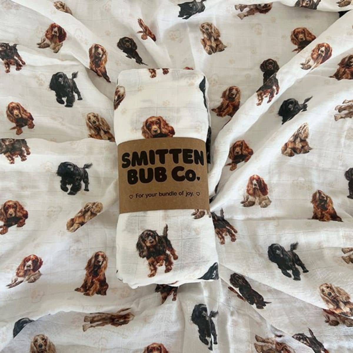 Smitten Bub Co Bamboo / Cotton Muslin Wrap - Cocker Spaniel - Image 2