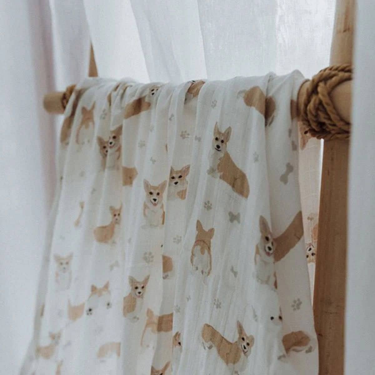 Smitten Bub Co Bamboo / Cotton Muslin Wrap - Corgi - Image 2
