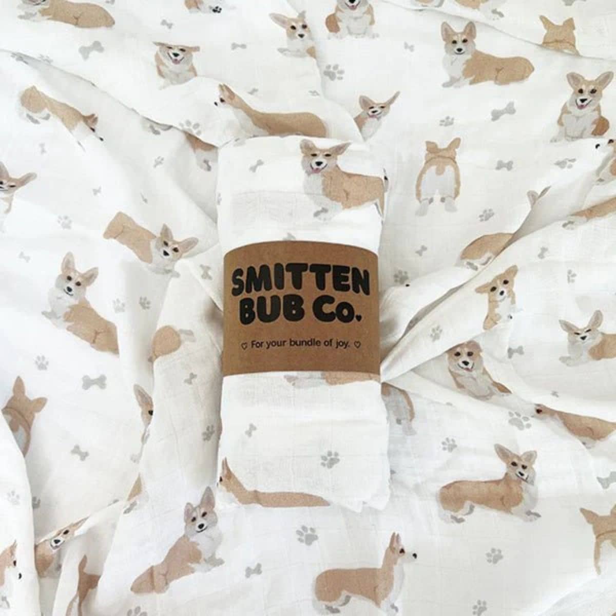 Smitten Bub Co Bamboo / Cotton Muslin Wrap - Corgi - Image 3