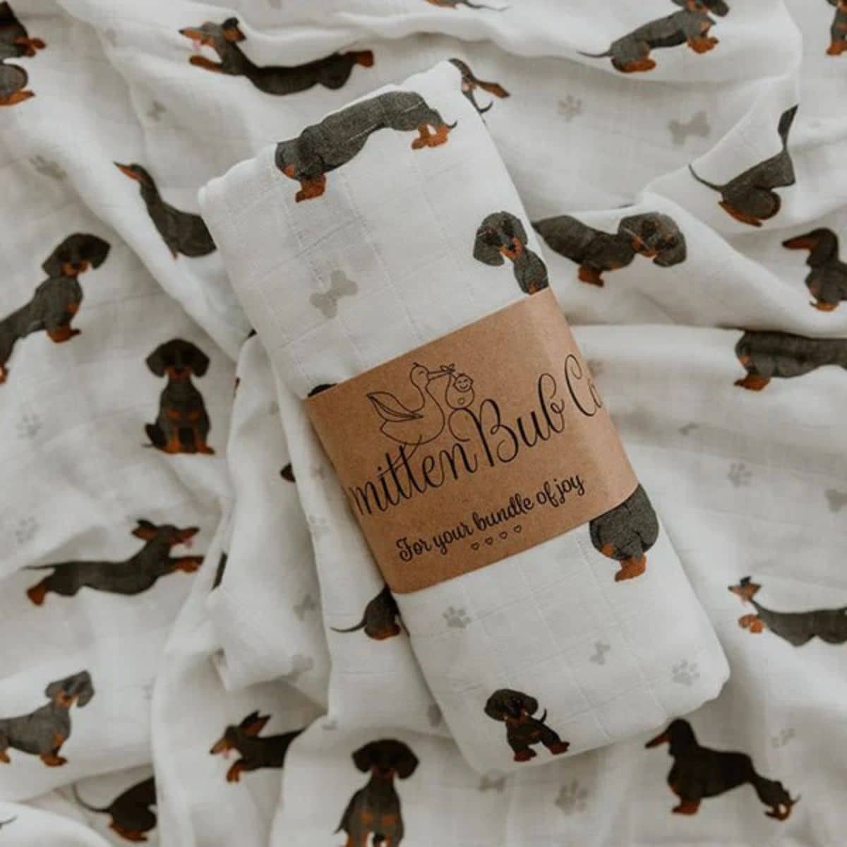 Smitten Bub Co Bamboo / Cotton Muslin Wrap - Dachshund - Image 3