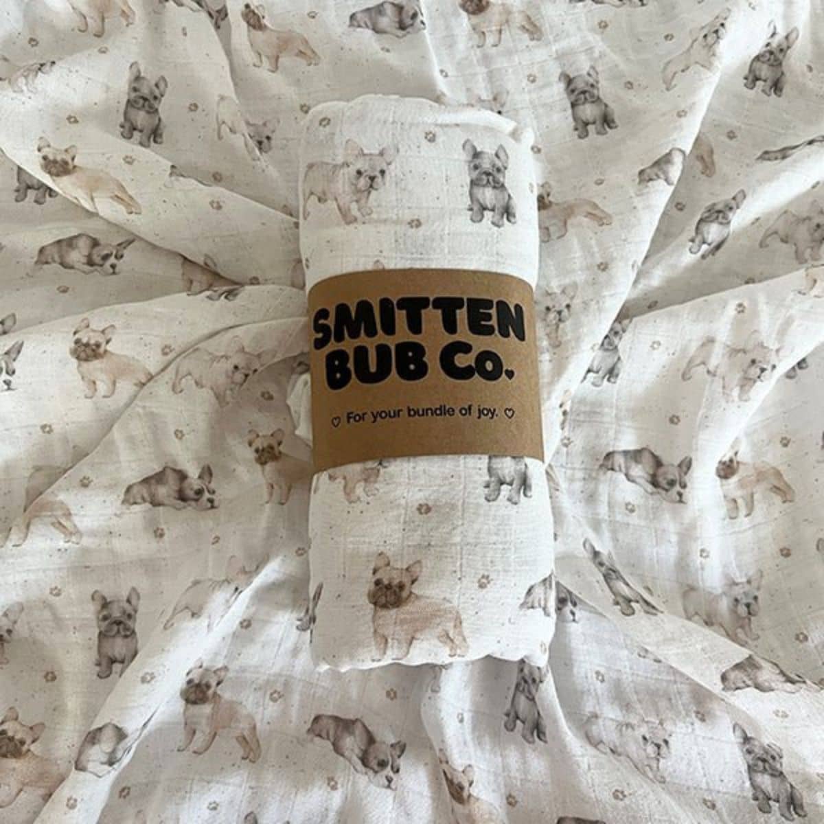 Smitten Bub Co Bamboo / Cotton Muslin Wrap - French Bulldog - Image 2