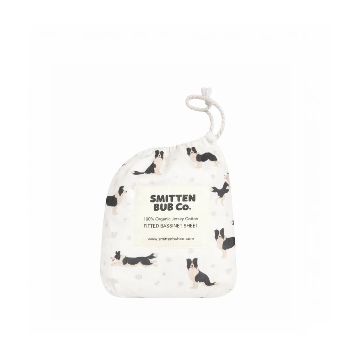 Smitten Bub Co Fitted Bassinet Sheet and Change Pad Cover - Border Collie