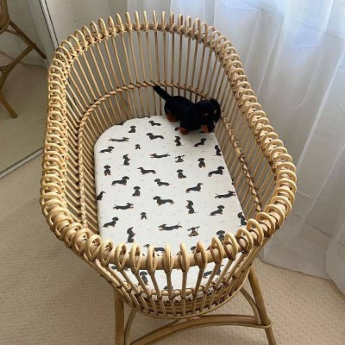 Smitten Bub Co Fitted Bassinet Sheet and Change Pad Cover - Dachshund - Image 3