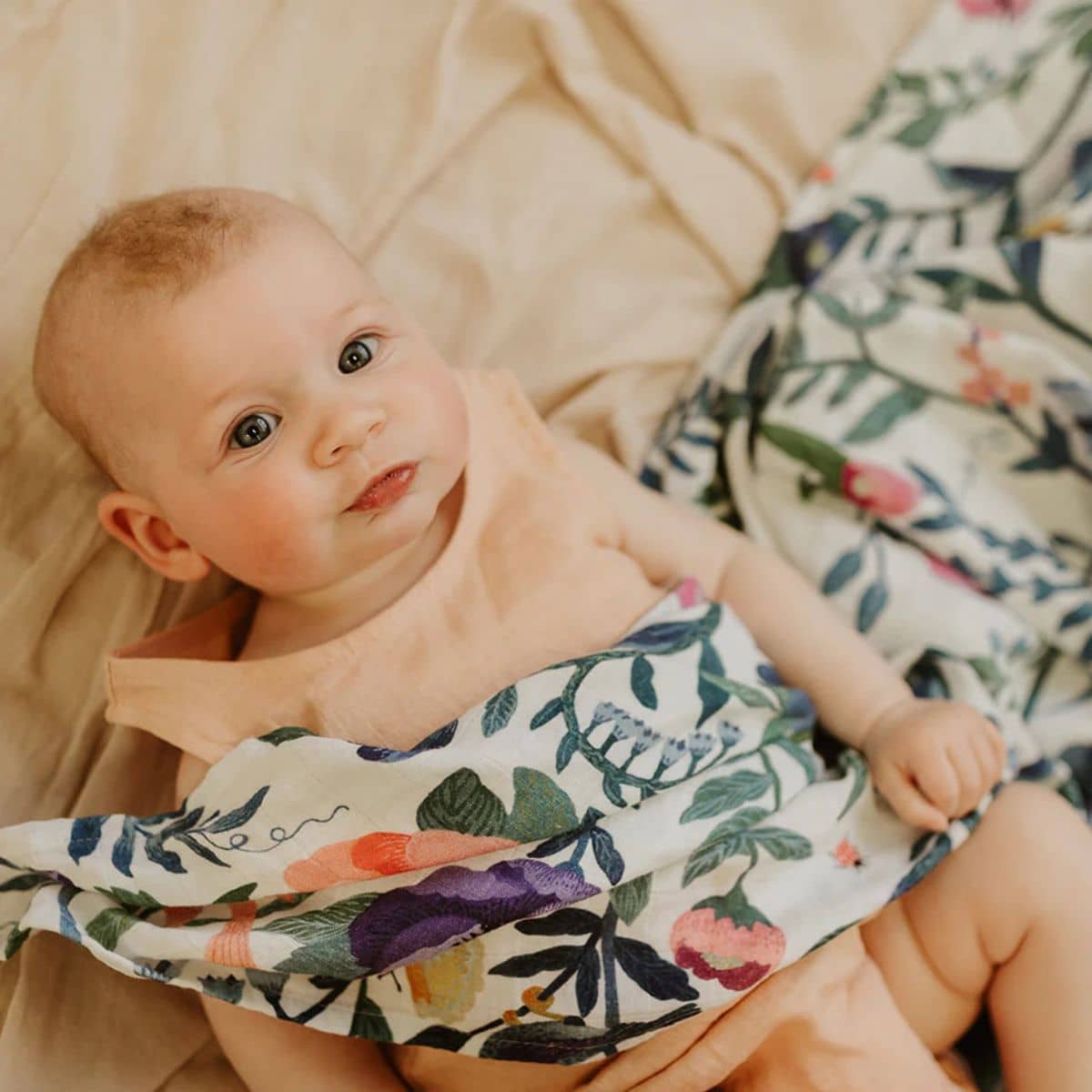 Snug as a Bub + Co Organic Cotton Muslin Swaddle - Summer Garden - Image 2