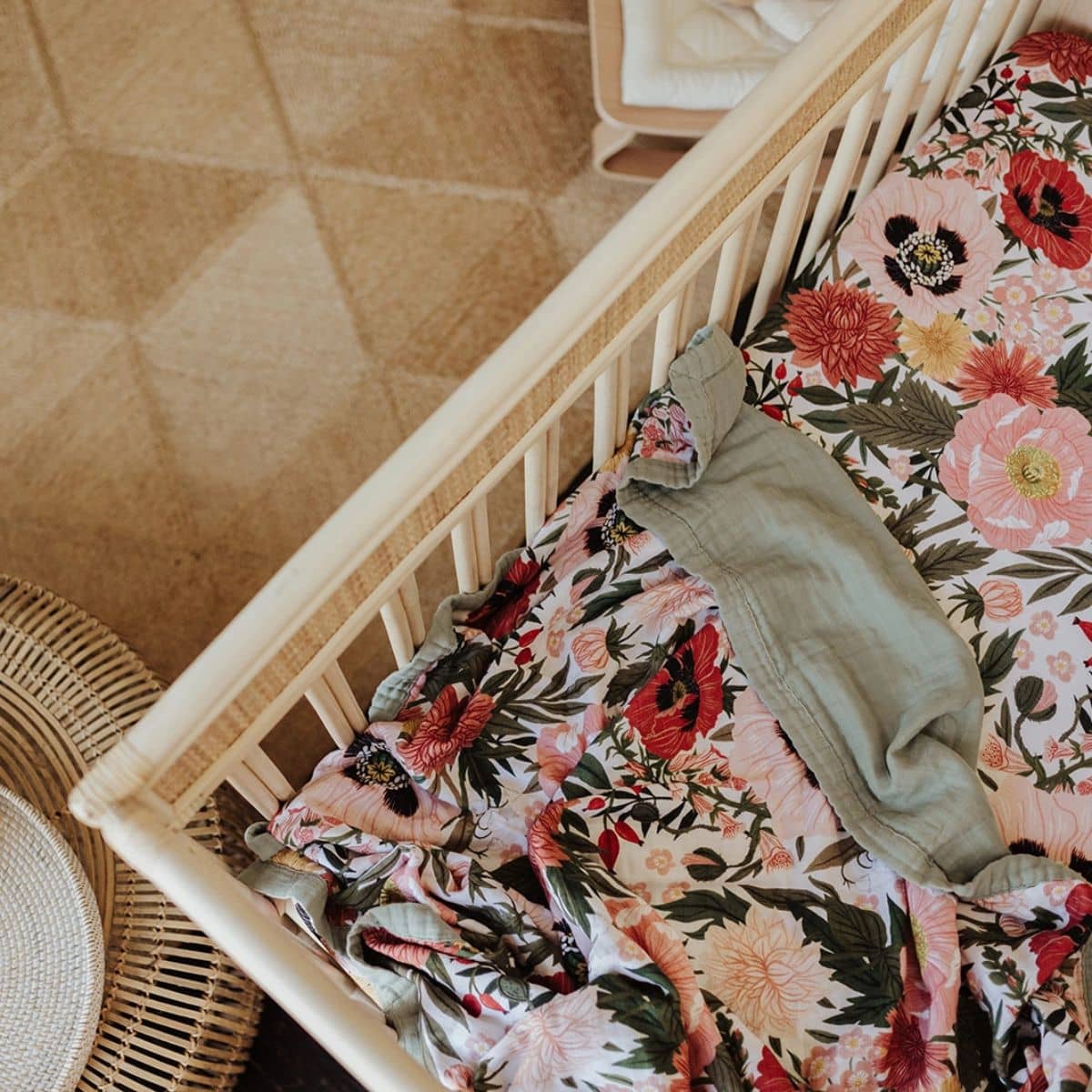 Snug as a Bub + Co Fitted Cot Sheet - Les Fleurs - Image 6