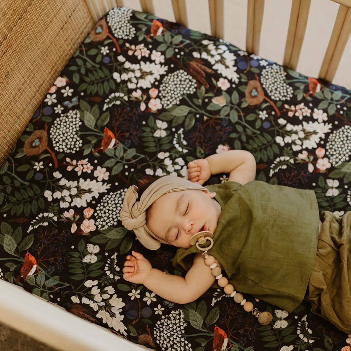 Snug as a Bub + Co Fitted Cot Sheet - Night Garden - Image 2