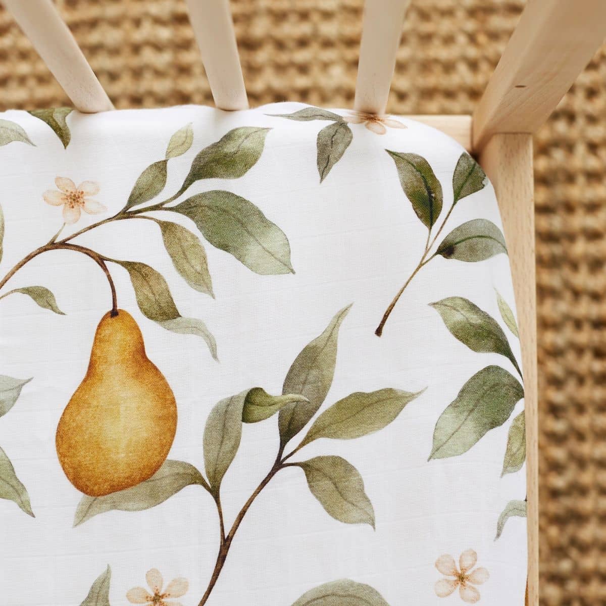 Snug as a Bub + Co Fitted Cot Sheet - Whimsical Pear - Image 3