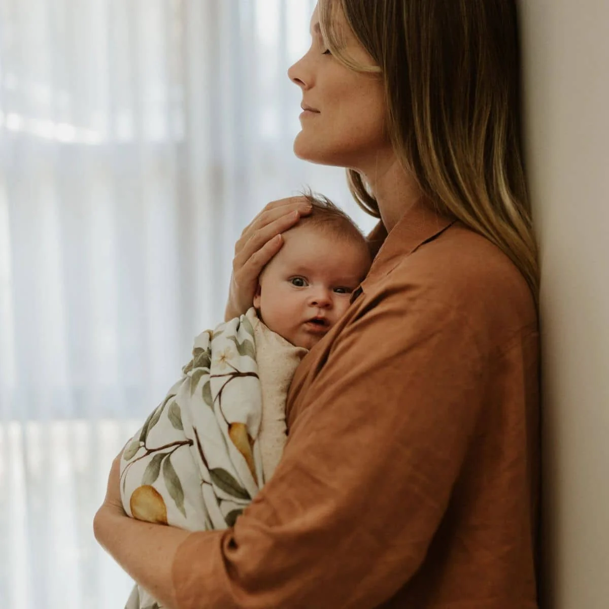Snug as a Bub + Co Organic Cotton Muslin Swaddle - Whimsical Pear - Image 2