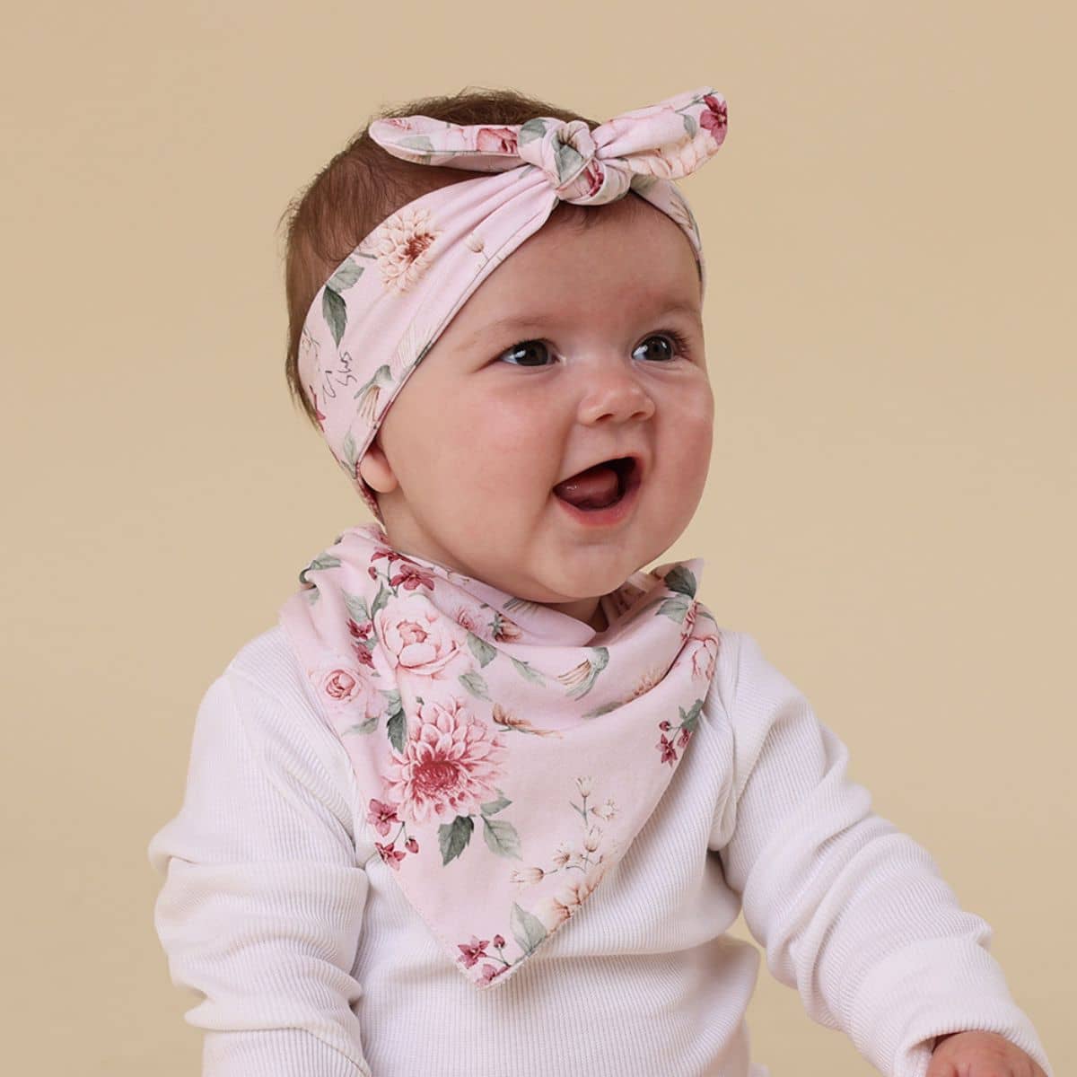 Snuggle Hunny Bandana Dribble Bib - Birds & Blooms - Image 2
