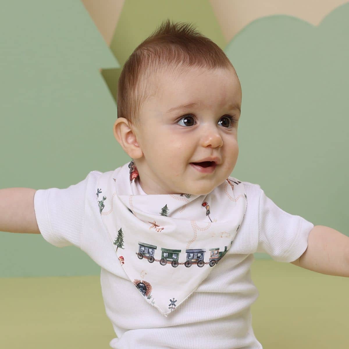 Snuggle Hunny Bandana Dribble Bib - Trains - Image 2