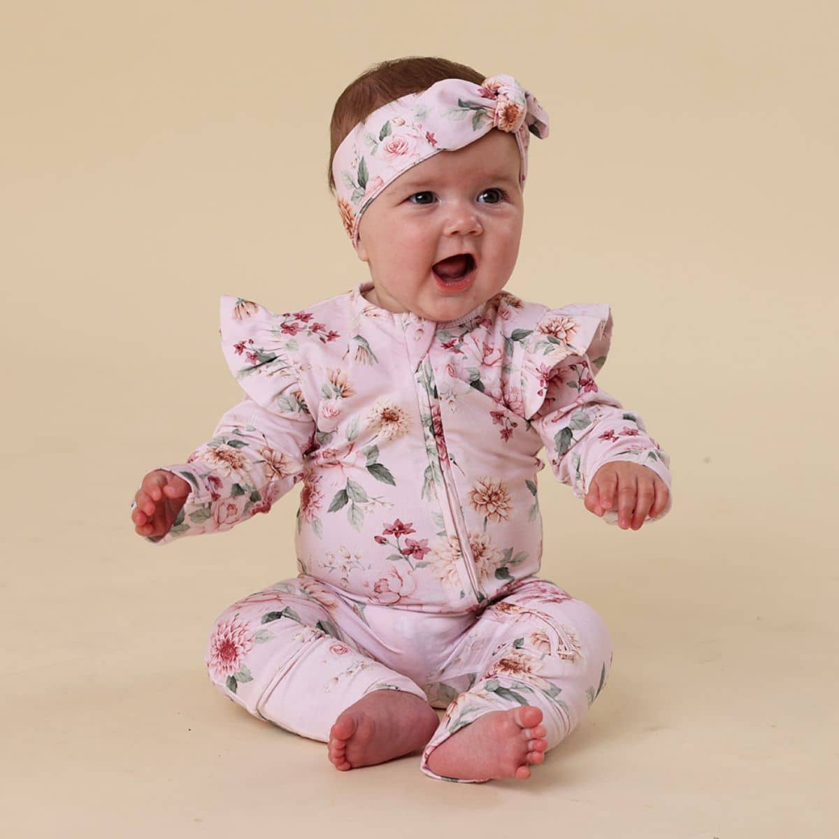 Snuggle Hunny Convertible Romper with Frill - Birds & Blooms - Image 5