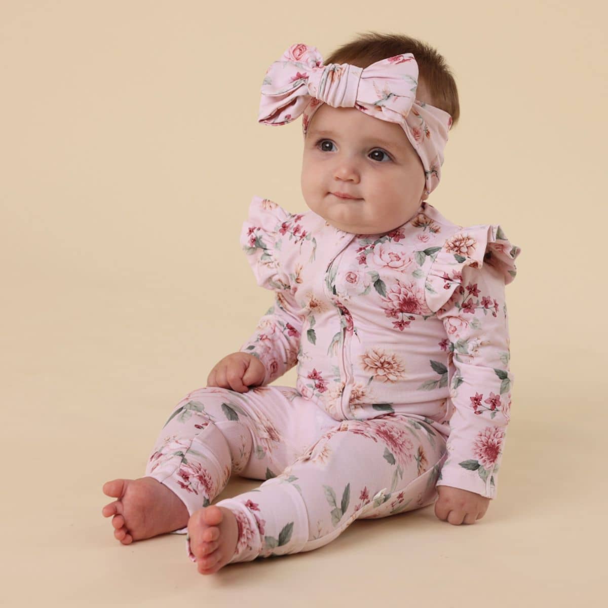 Snuggle Hunny Convertible Romper with Frill - Birds & Blooms - Image 6