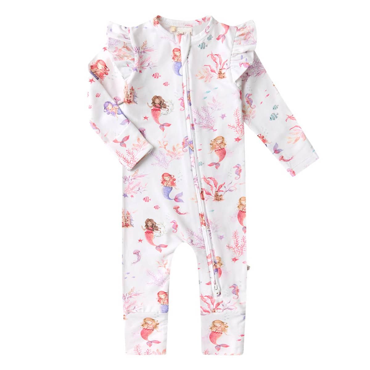 Snuggle Hunny Convertible Romper with Frill - Mermaid