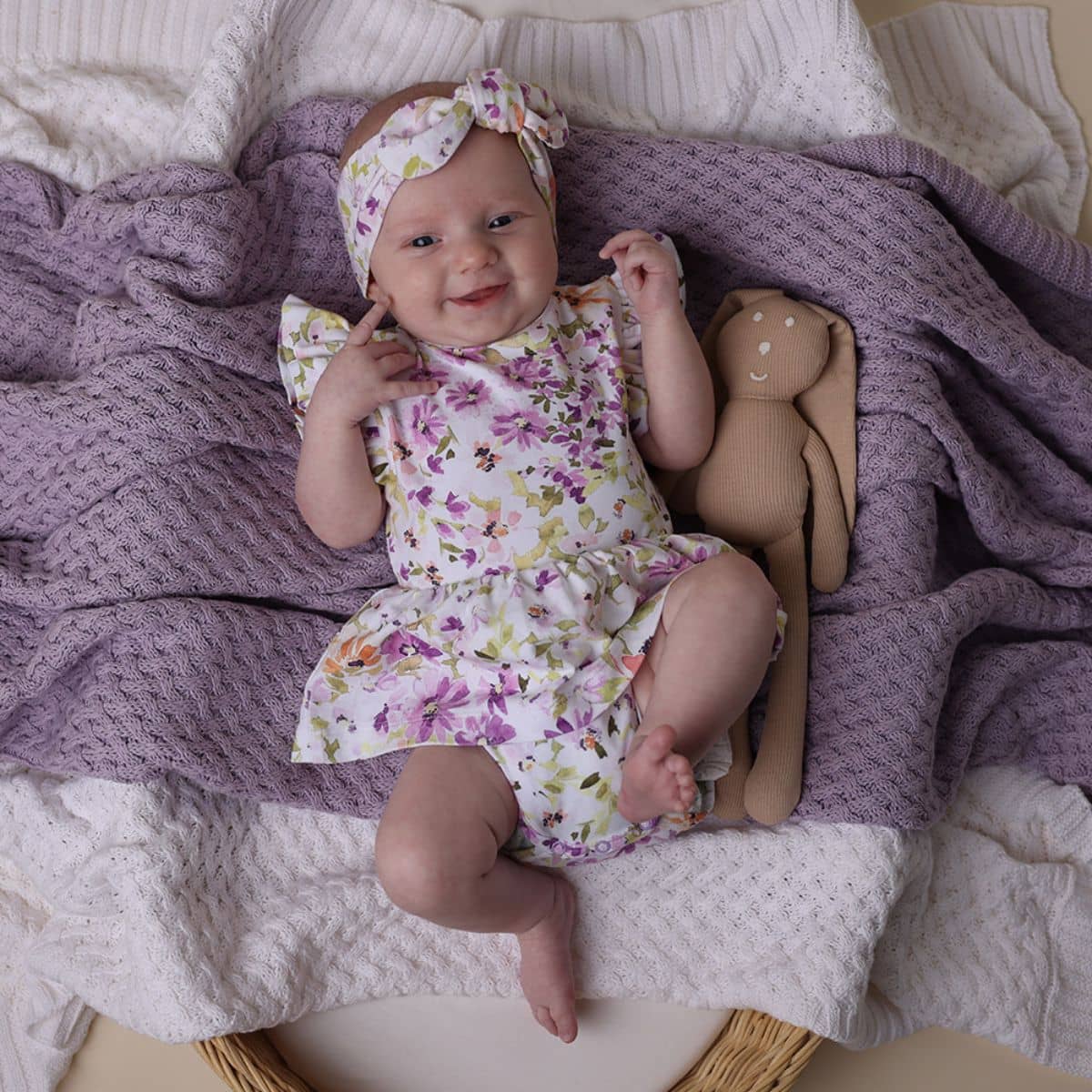 Snuggle Hunny Diamond Knit Baby Blanket - Lavender - Image 2